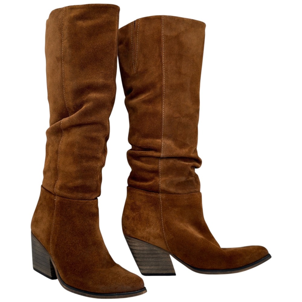 Crown Vintage Brown Leather Slouch Knee High Western Boots Women's 5.5